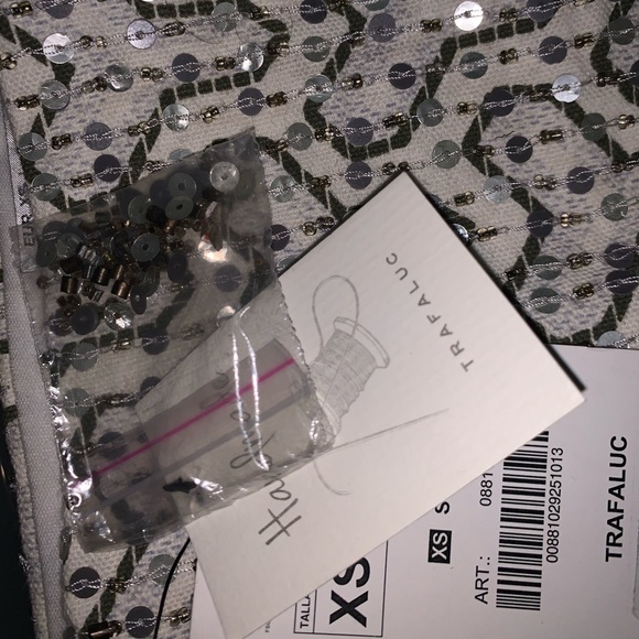 Zara White and Orange Beaded Sequin Mini Skirt - Picture 7 of 8